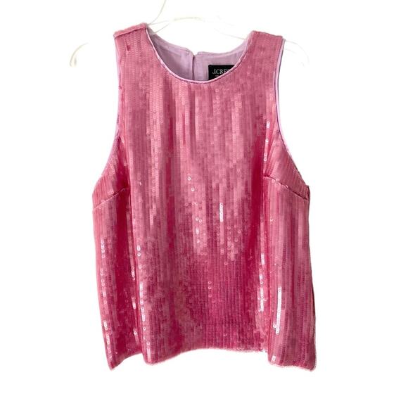 J. Crew Collection Pink Sequin Shell Blouse Lined size Large - Picture 4 of 10